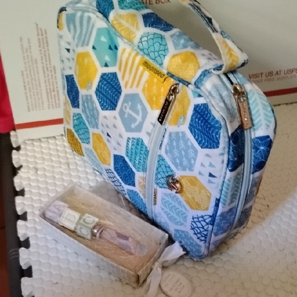 Moon Collection Blue and Yellow Patterned Bag#free Spreader